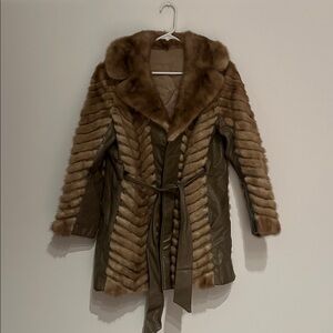 Mink / leather combo vintage fur coat . Size S/M